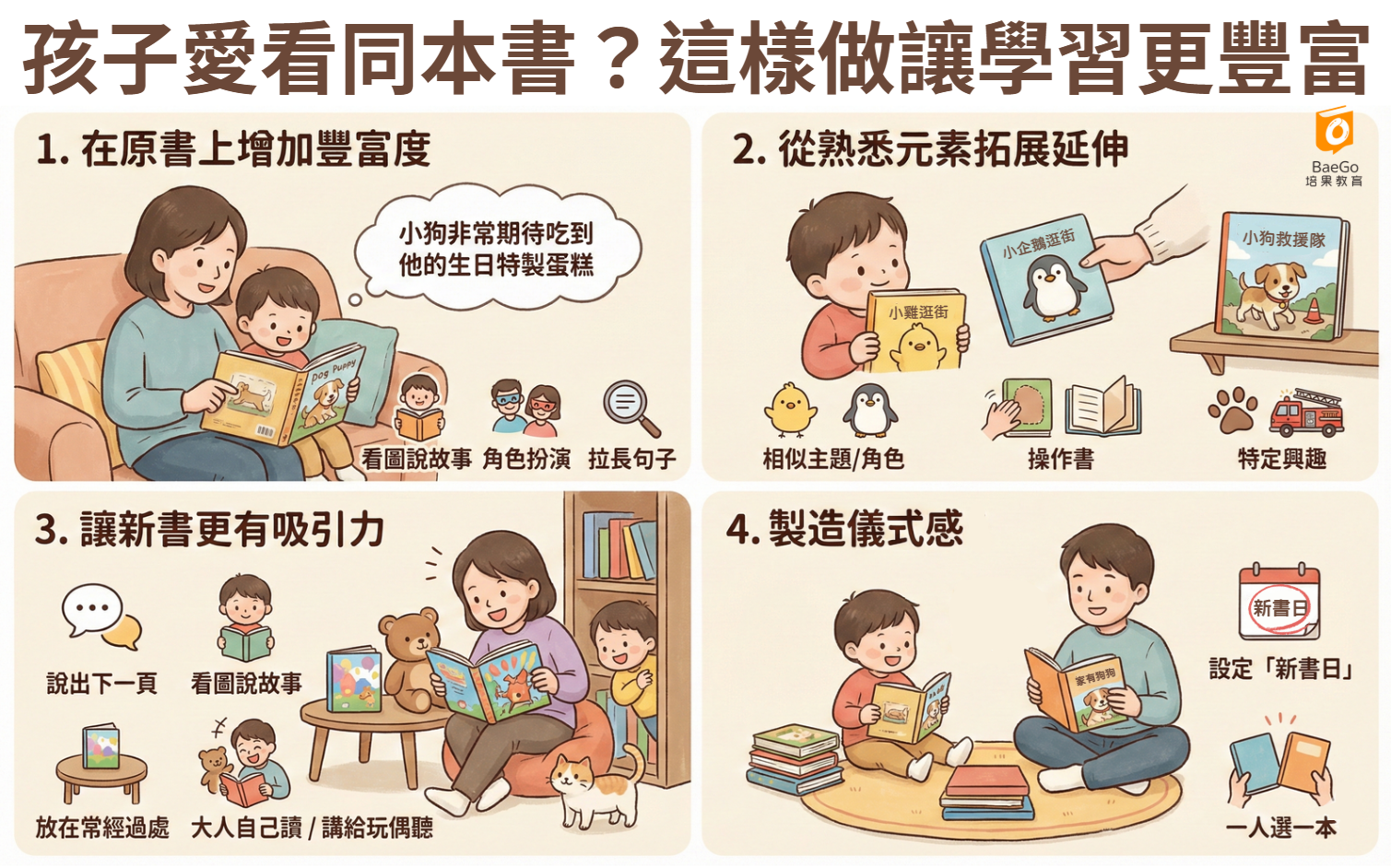 孩子只讀同一本書?4 招把「重複閱讀」變成高品質學習!