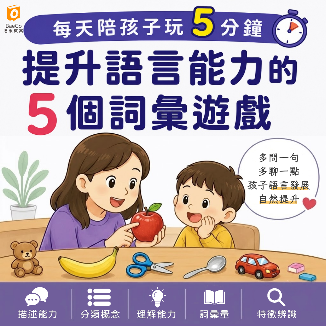 每天陪孩子玩 5 分鐘,就能提升語言能力的 5 個詞彙遊戲